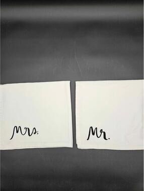 Kate Spade "Mr. & Mrs." Embroidered Cloth Napkins - Wedding Decor or Gift